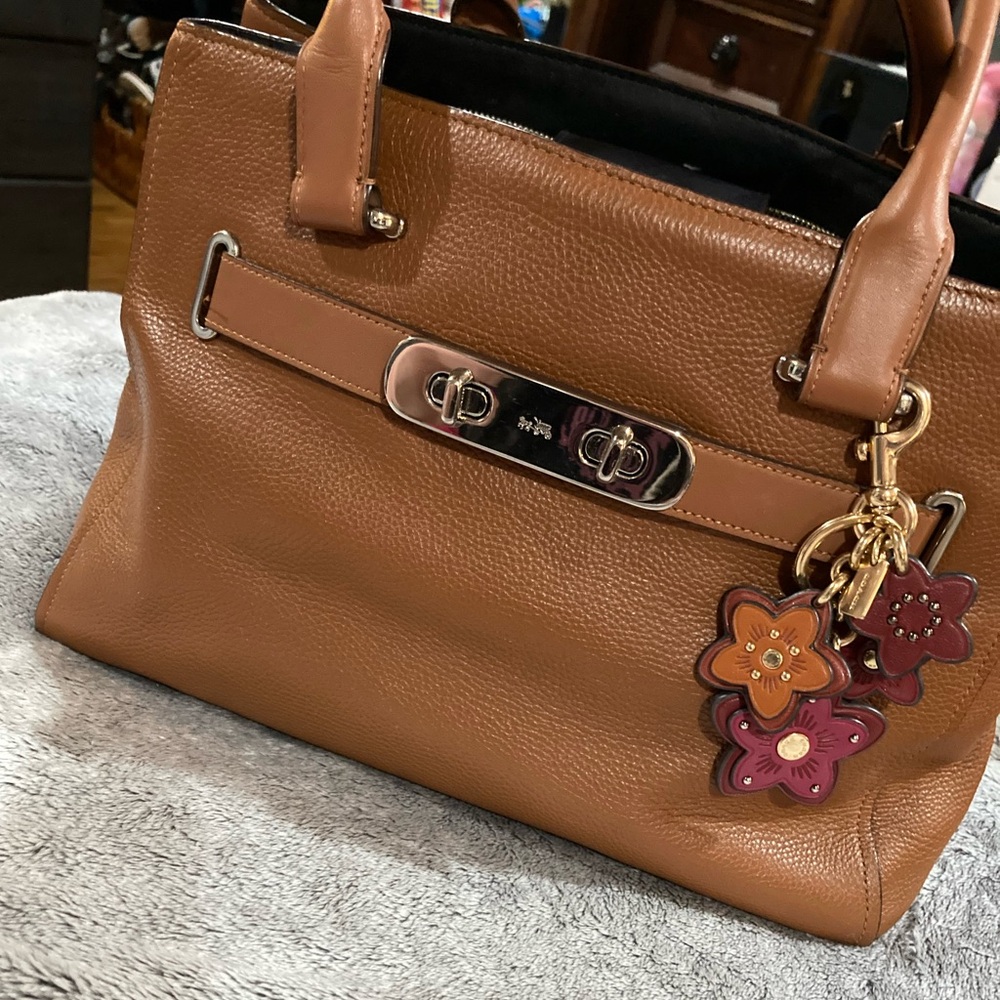 Coach Swagger satchel and flower dangle bag charm bundle